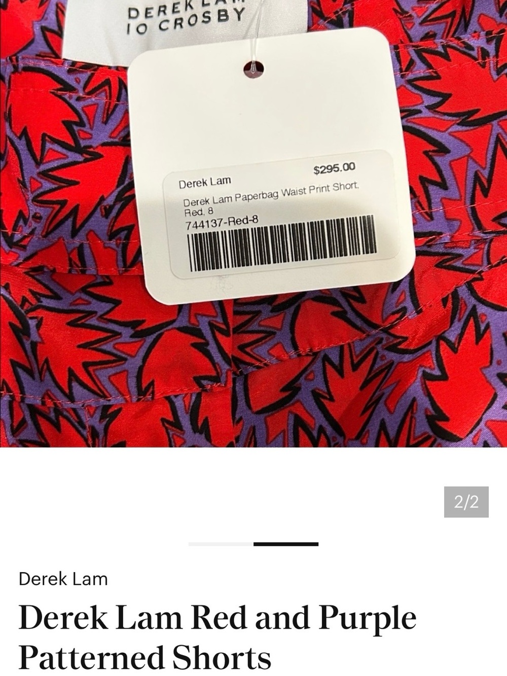 Derek Lam Red and Purple Abstract Print Shorts